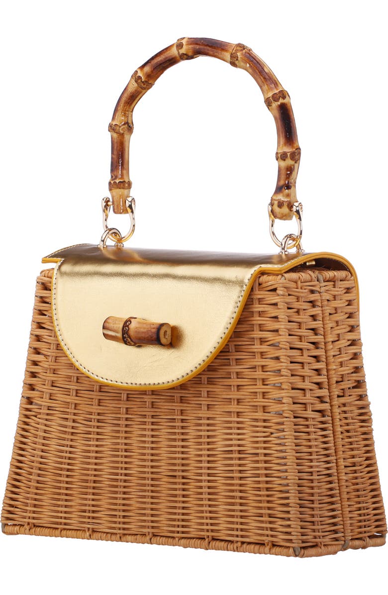 Nina Capri Top Handle Bag, Alternate, color, Natural/Gold