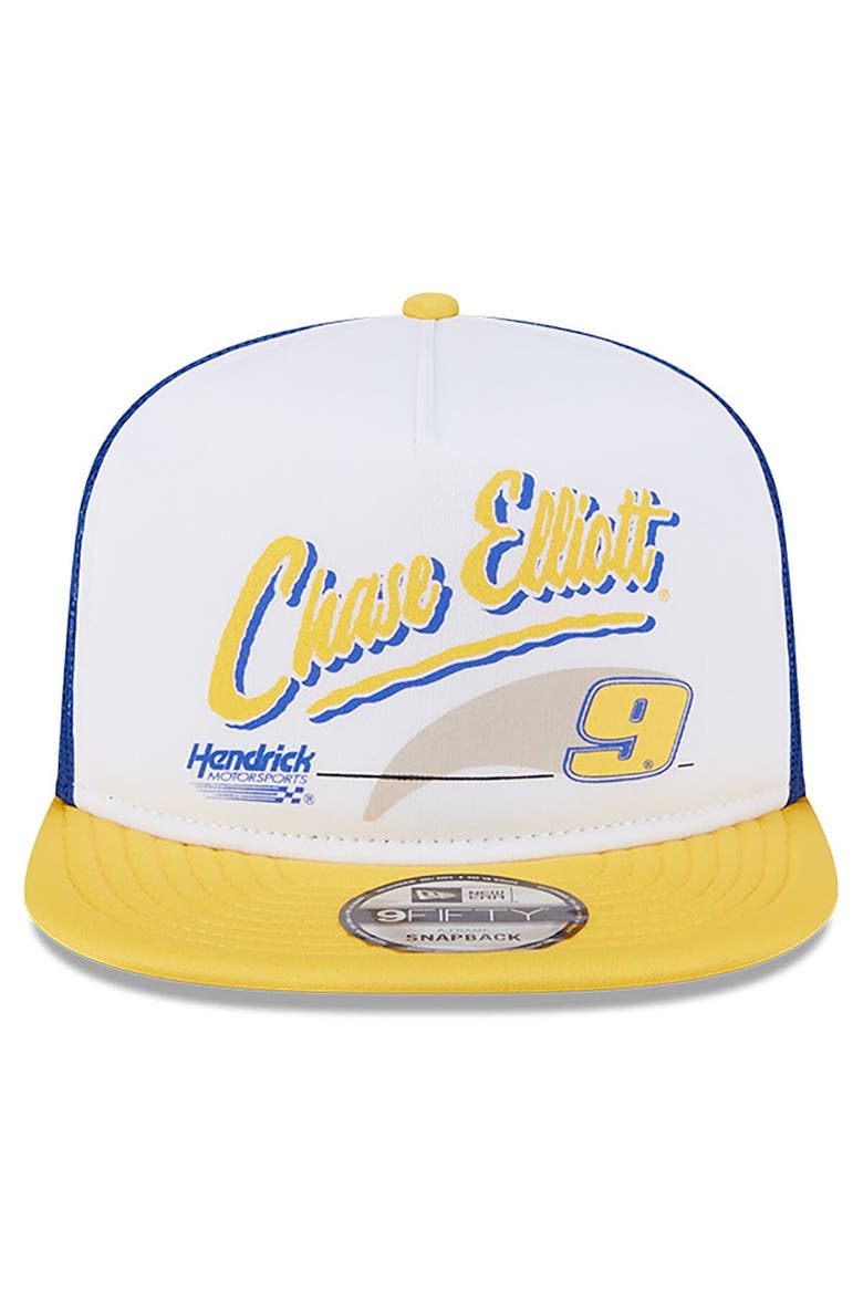 Men's New Era Blue Chase Elliott  9FIFTY A-Frame Retro Script Snapback Hat, Alternate, color, Blue