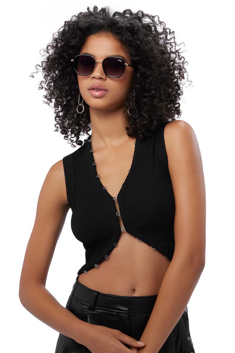 Big Time Remixed 46mm Gradient Square Sunglasses, Alternate, color, BLACK/ SMOKE