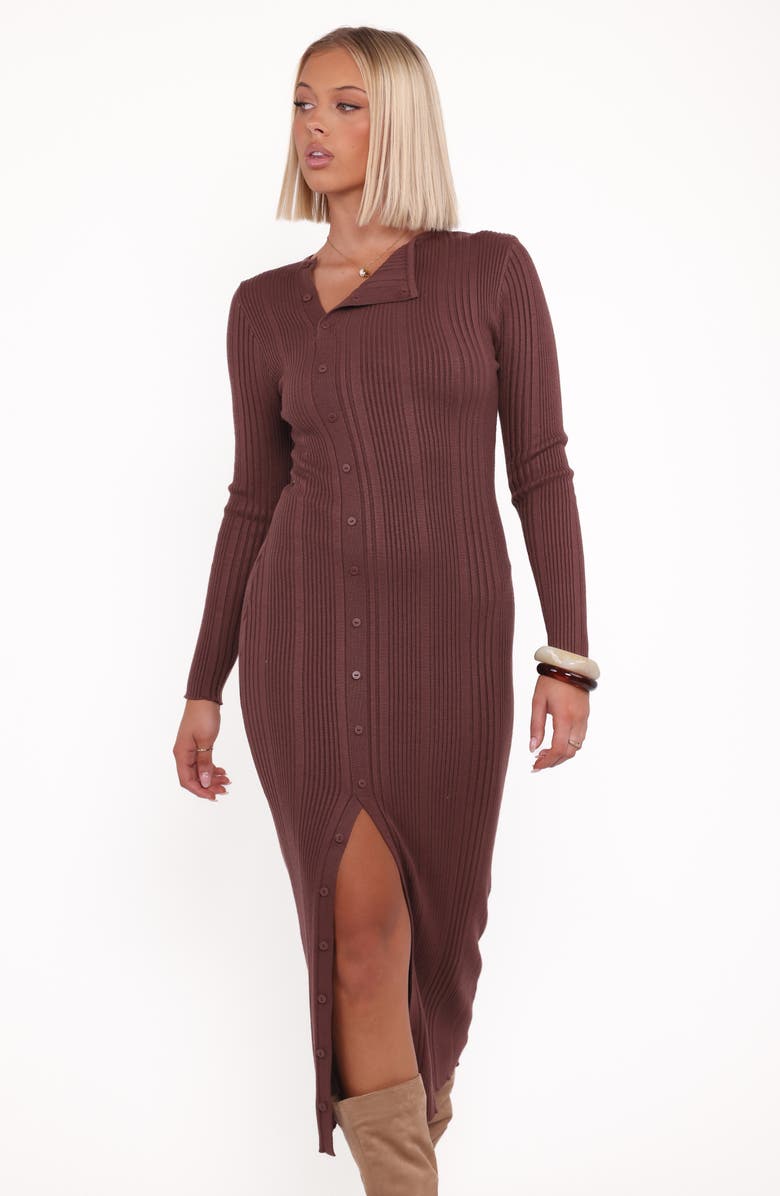 Petal & Pup Valia Long Sleeve Sweater Dress, Alternate, color, Espresso