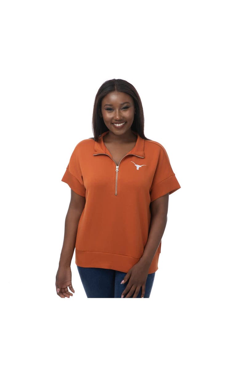 ZOOZATZ Women's ZooZatz Texas Orange Texas Longhorns Tri-Blend Quarter-Zip Flowy Top, Main, color, Burnt Orange