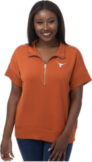 ZOOZATZ Women's ZooZatz Texas Orange Texas Longhorns Tri-Blend Quarter-Zip Flowy Top