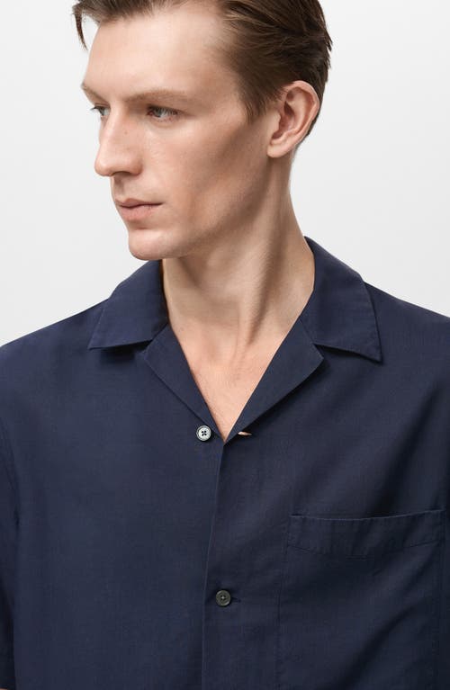 Mango Regular Fit Lyocell Camp Shirt In Blue
