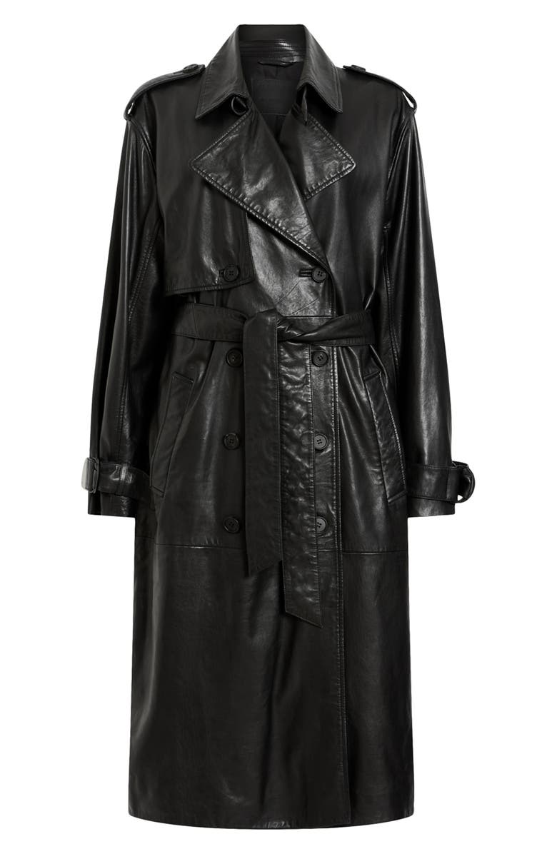 AllSaints Hendry Leather Trench Coat, Alternate, color,