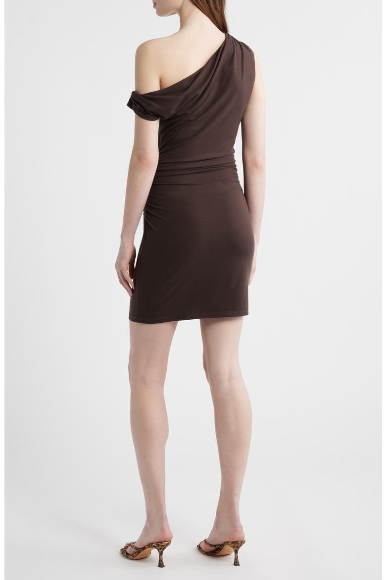 Belle One-Shoulder Knit Dress, Alternate, color, MOLE