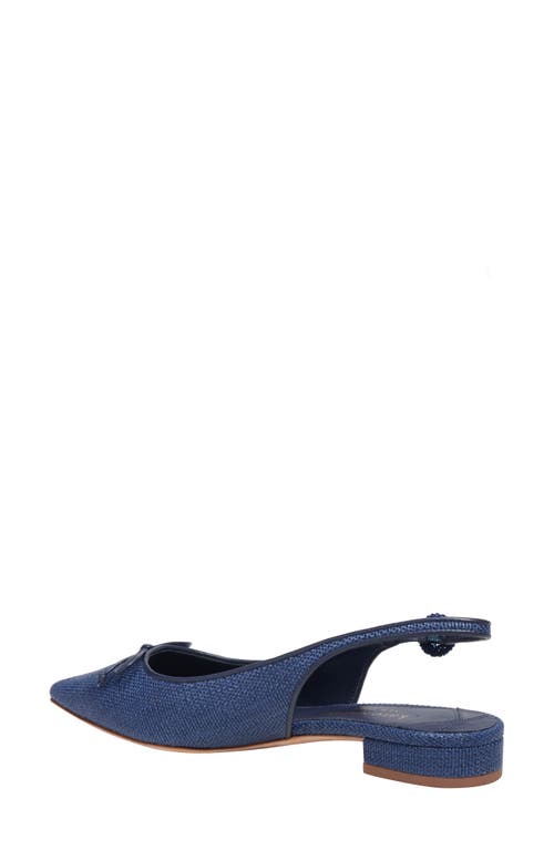 Kate Spade Veronica Raffia Sling-back Pointed Ballet Flats In Blue