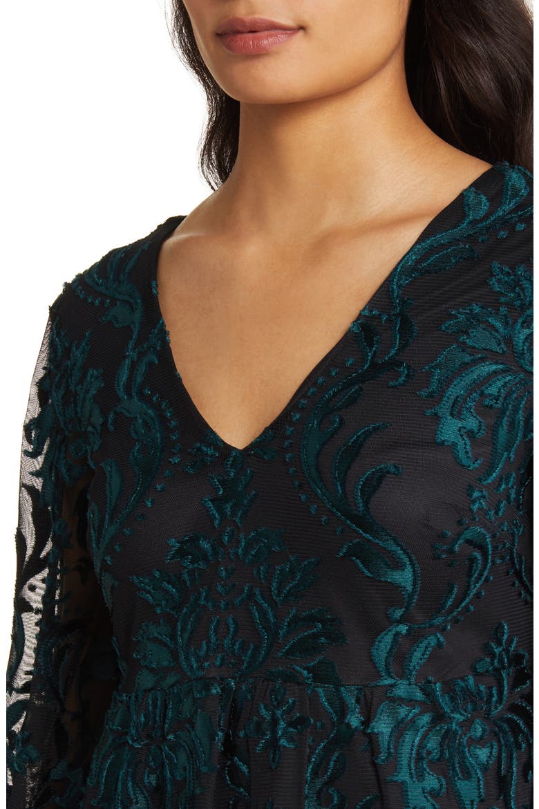 Eliza J Long Sleeve Velvet Burnout Dress (Women)