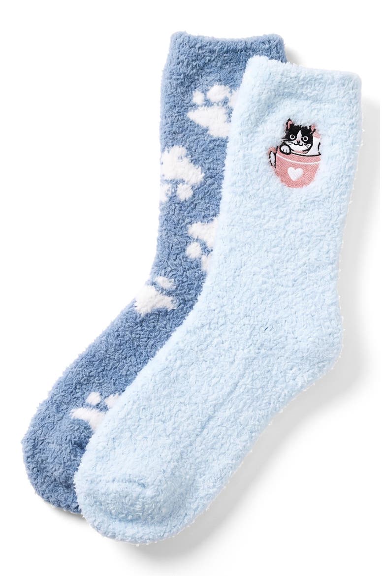 2-Pack Cozy Crew Socks, Main, color, LIGHT BLUE