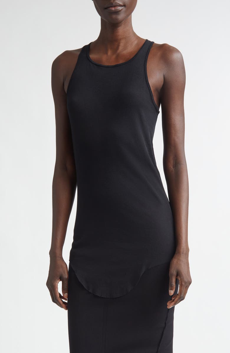 Rick Owens Basic Rib Cotton Tank, Main, color, Black