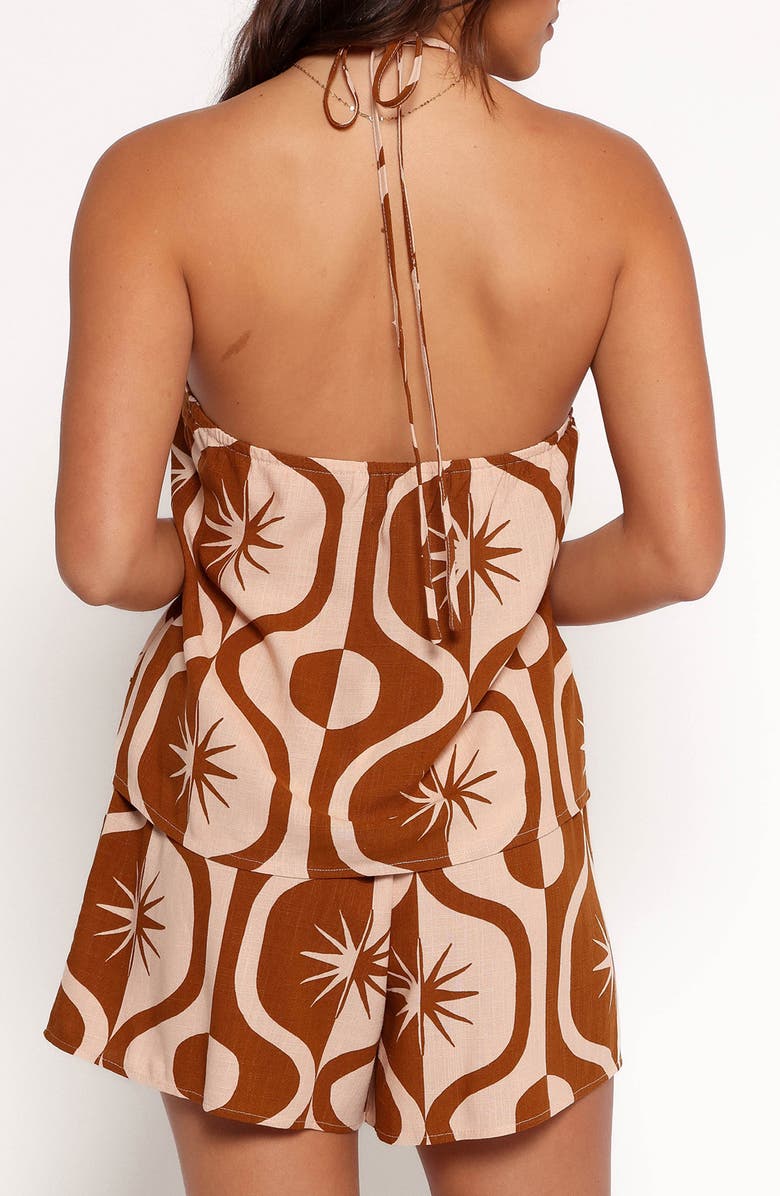 Petal & Pup Henri Cotton & Linen Halter Top, Alternate, color, Tan Print