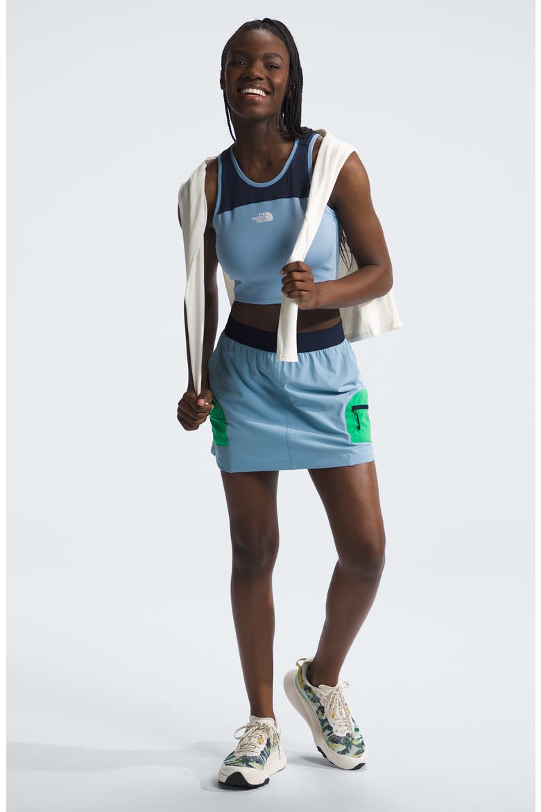Trailwear OKT Long Haul Skort, Alternate, color, STEEL BLUE/ OPTIC EMERALD