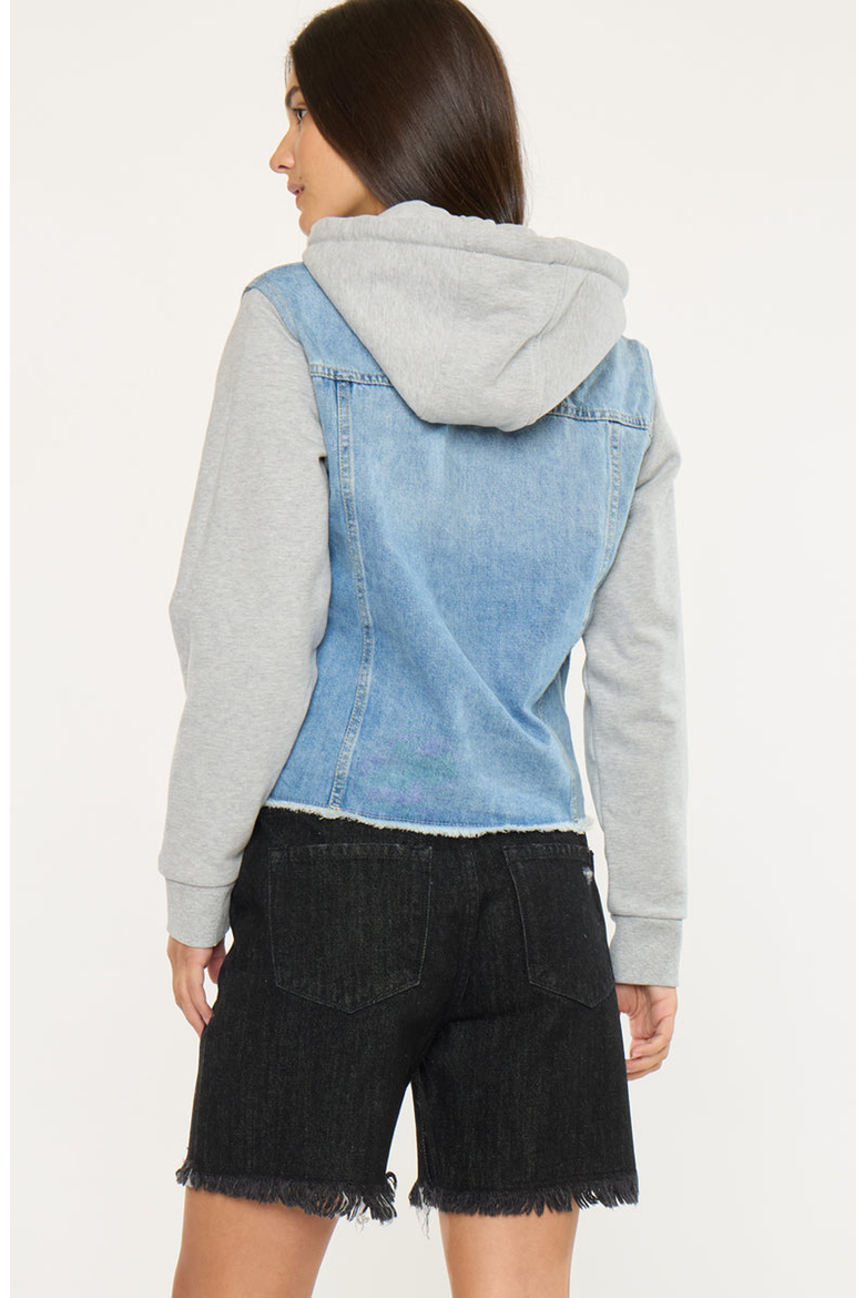Karine Denim Hoodie Jacket, Alternate, color, Medium Wash
