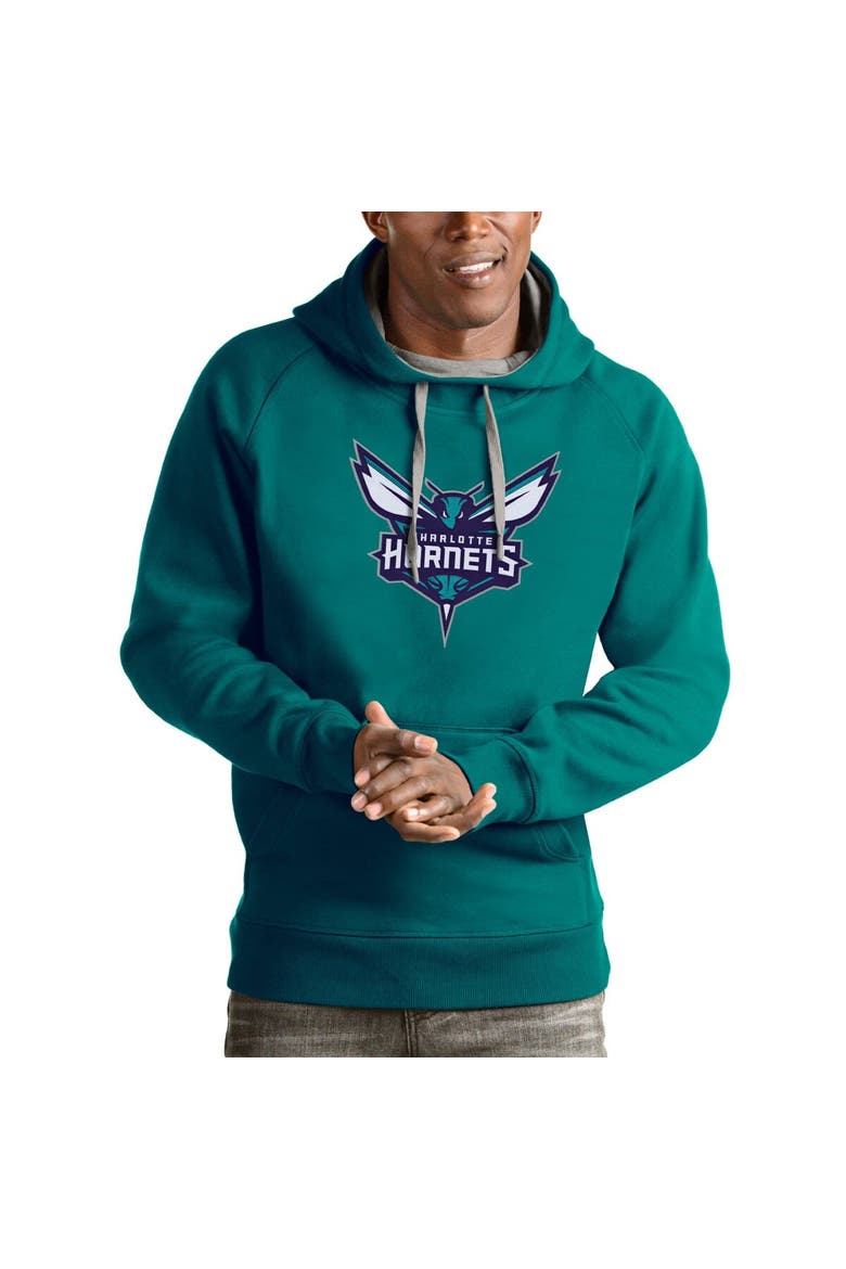 Men's Antigua Teal Charlotte Hornets Logo Victory Pullover Hoodie, Main, color, Teal