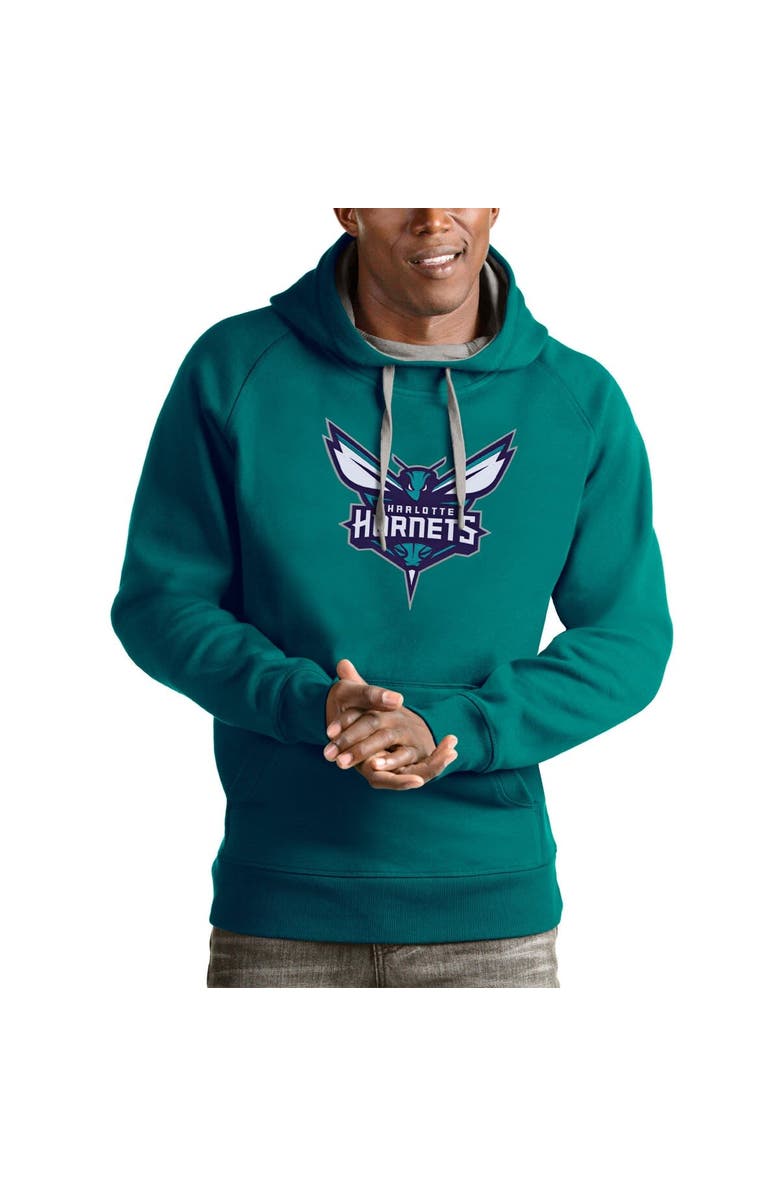 ANTIGUA Men's Antigua Teal Charlotte Hornets Logo Victory Pullover Hoodie, Main, color, Teal
