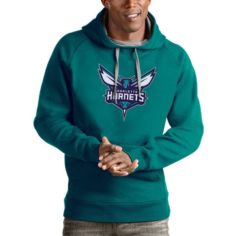 Men's Antigua Teal Charlotte Hornets Logo Victory Pullover Hoodie