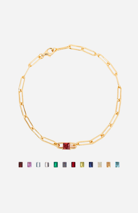 Birthstone Paperclip Chain Bracelet