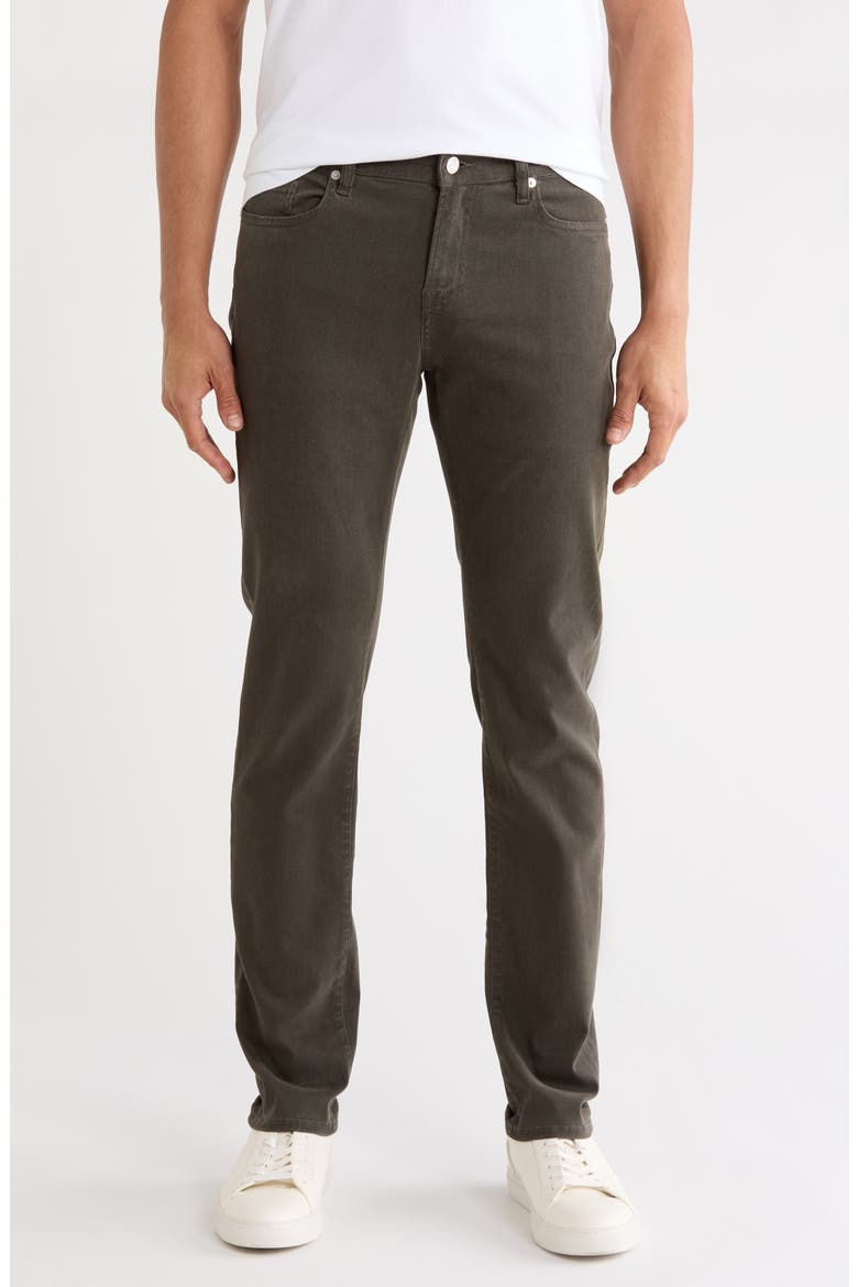 L'Homme Slim Fit Five-Pocket Twill Pants, Main, color, OLIVE