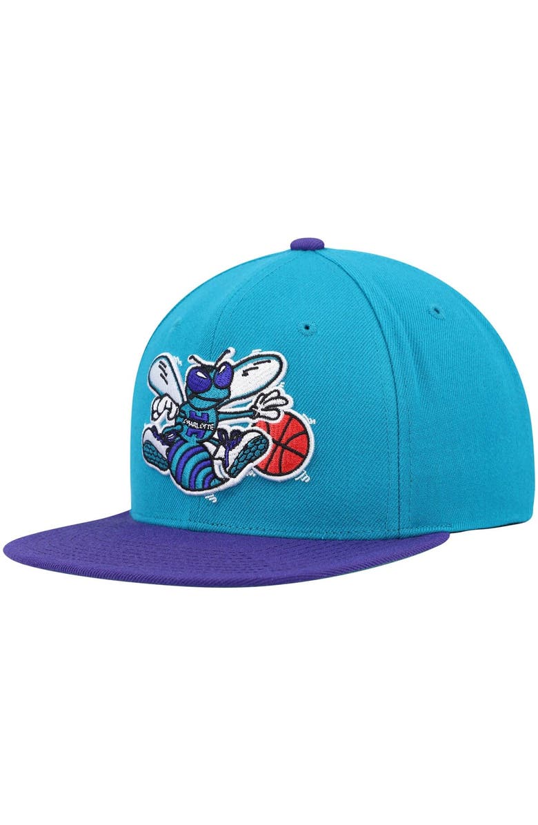 Mitchell & Ness Men's Mitchell & Ness Teal/Purple Charlotte Hornets Hardwood Classics Team Two-Tone 2.0 Snapback Hat, Main, color, Teal