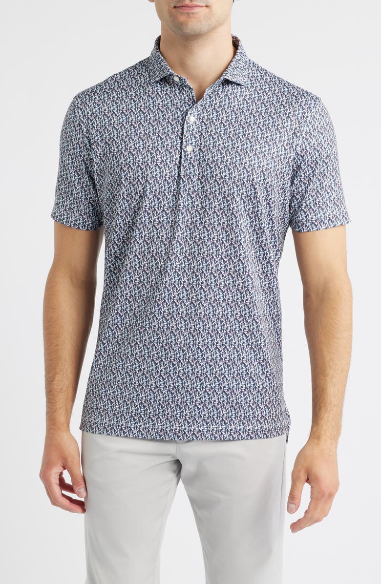 johnnie-O Toco Toucan Print Performance Jersey Polo, Main, color, Black