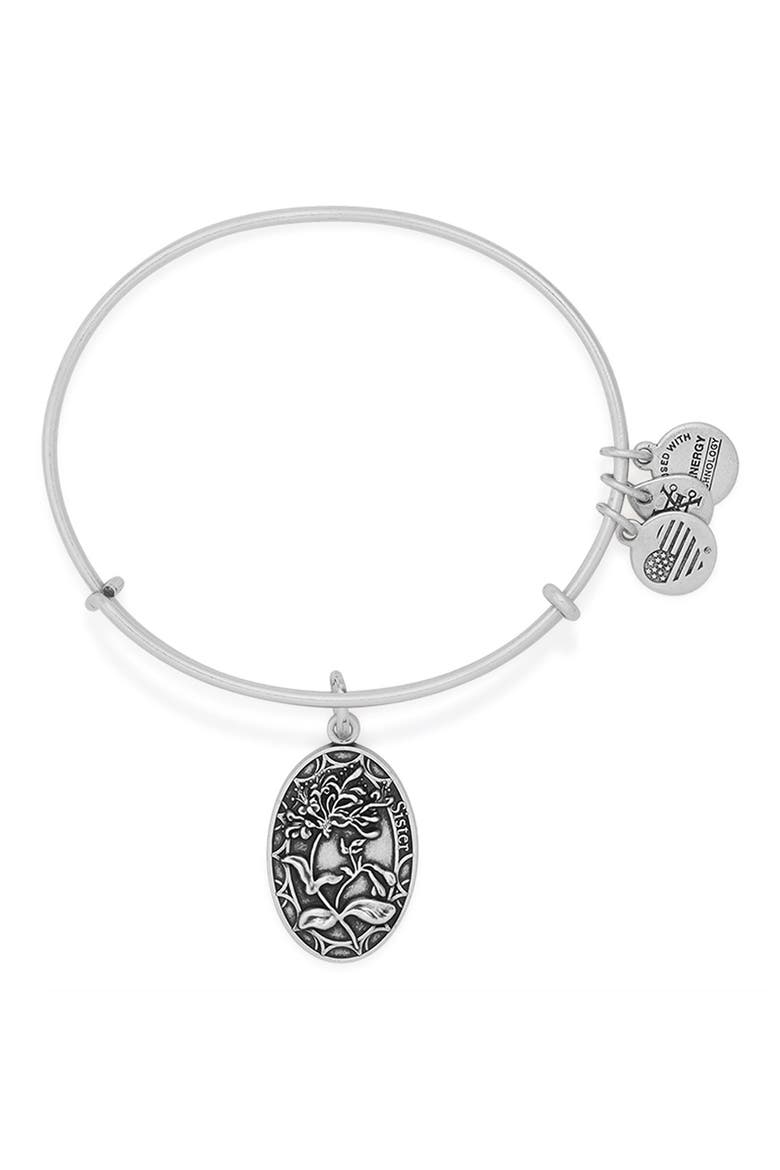'I Love You Sister' Expandable Wire Bangle, Main, color, SILVER