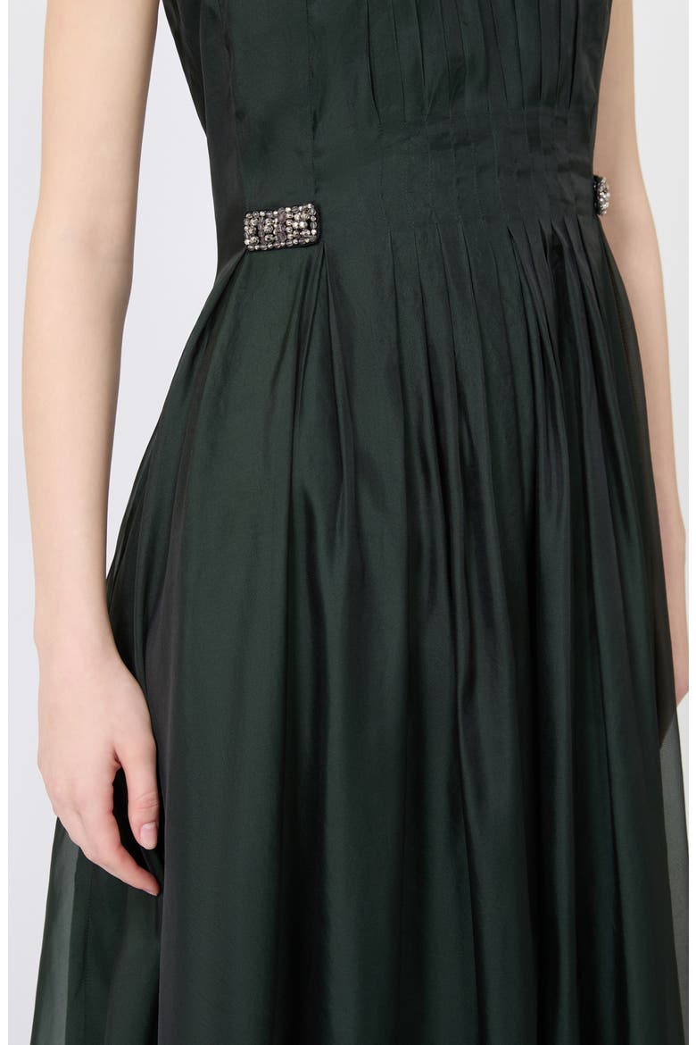Fit & Flare Silk Blend Organza Midi Dress, Alternate, color, MOSS GREEN