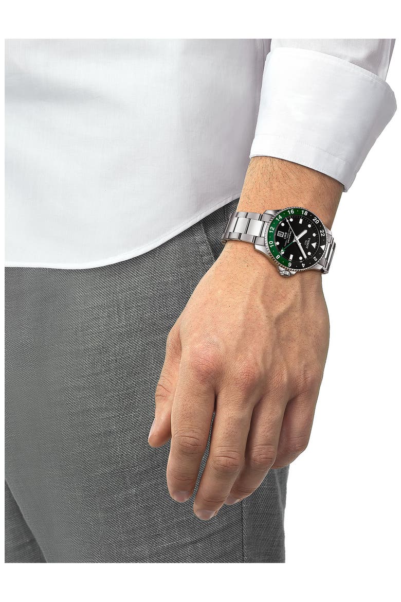 Seastar 1000 GMT Bracelet Watch, 40mm, Alternate, color, SILVER