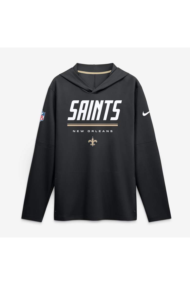 Men's Nike Black New Orleans Saints Sideline Game On Lightweight Long Sleeve Hooded Dri-FIT Top, Main, color, Black