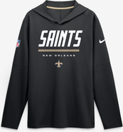 Nike Men's Nike Black New Orleans Saints Sideline Game On Lightweight Long Sleeve Hooded Dri-FIT Top