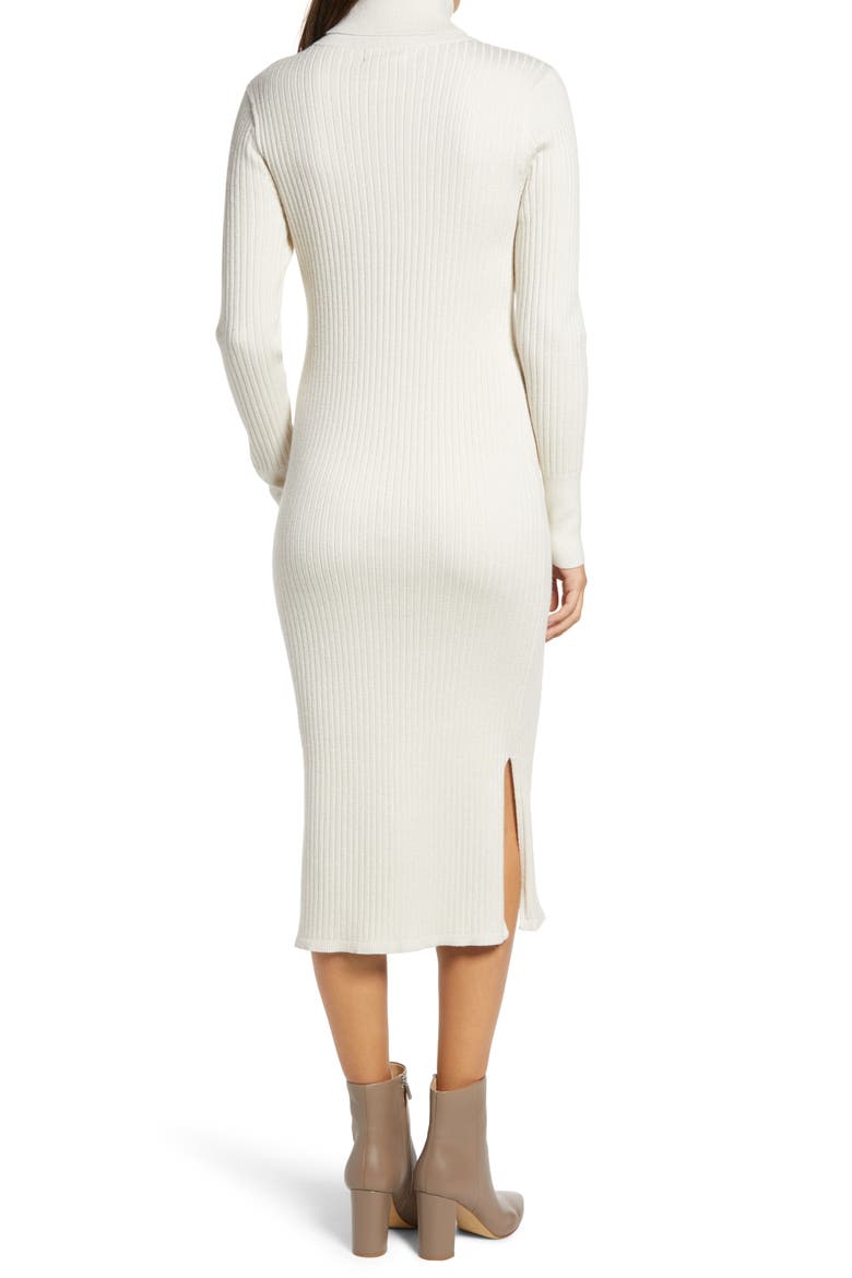 Long Sleeve Ribbed Turtleneck Sweater Dress, Alternate, color, IVORY