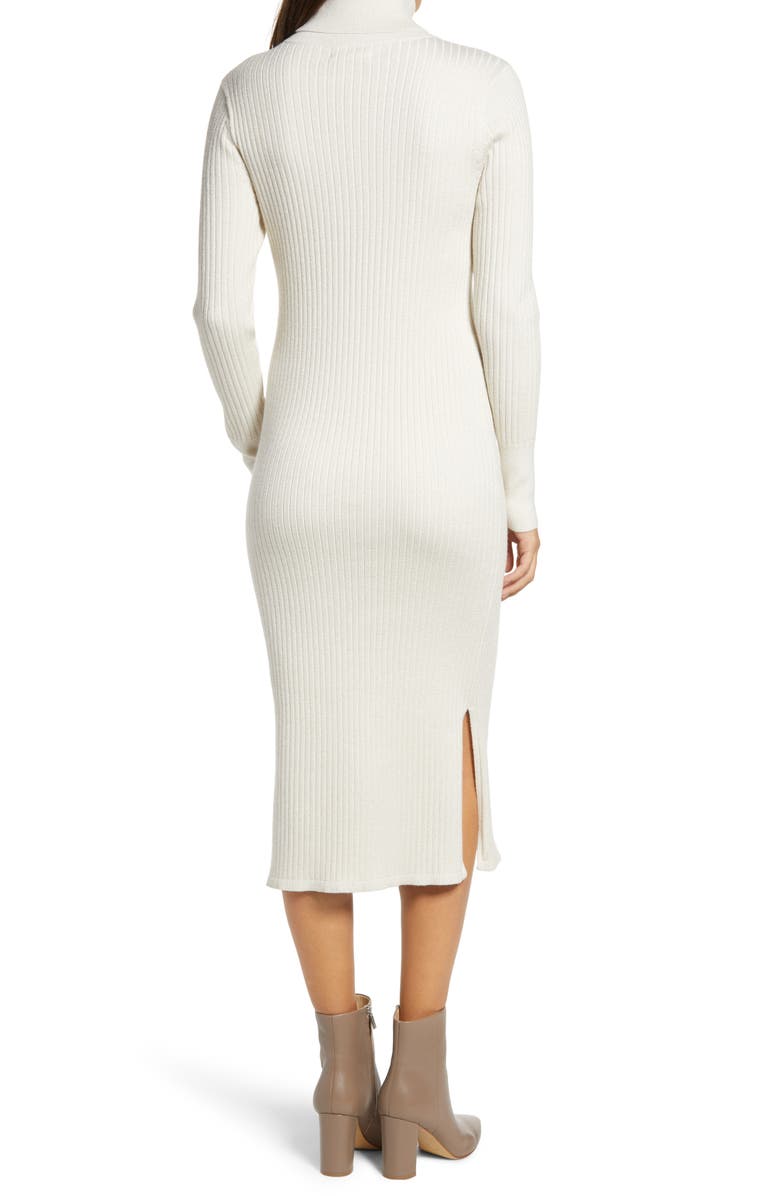 Rachel Parcell Long Sleeve Ribbed Turtleneck Sweater Dress, Alternate, color,