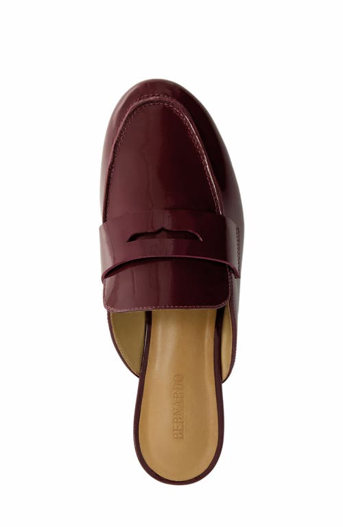 Bernardo Patent Leather Penny Loafer Mules In Burgundy