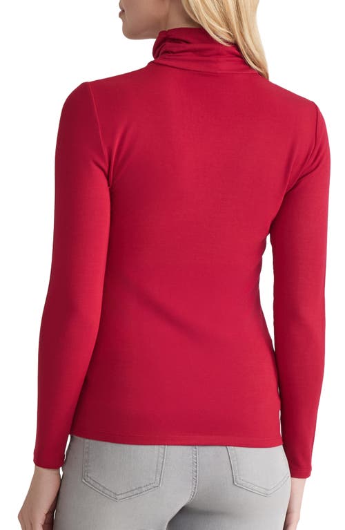 Jones New York Shirred Turtleneck Top In Red