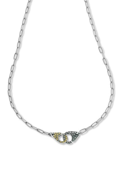 Sterling Silver & 18K Yellow Gold Handcuff Pendant Necklace