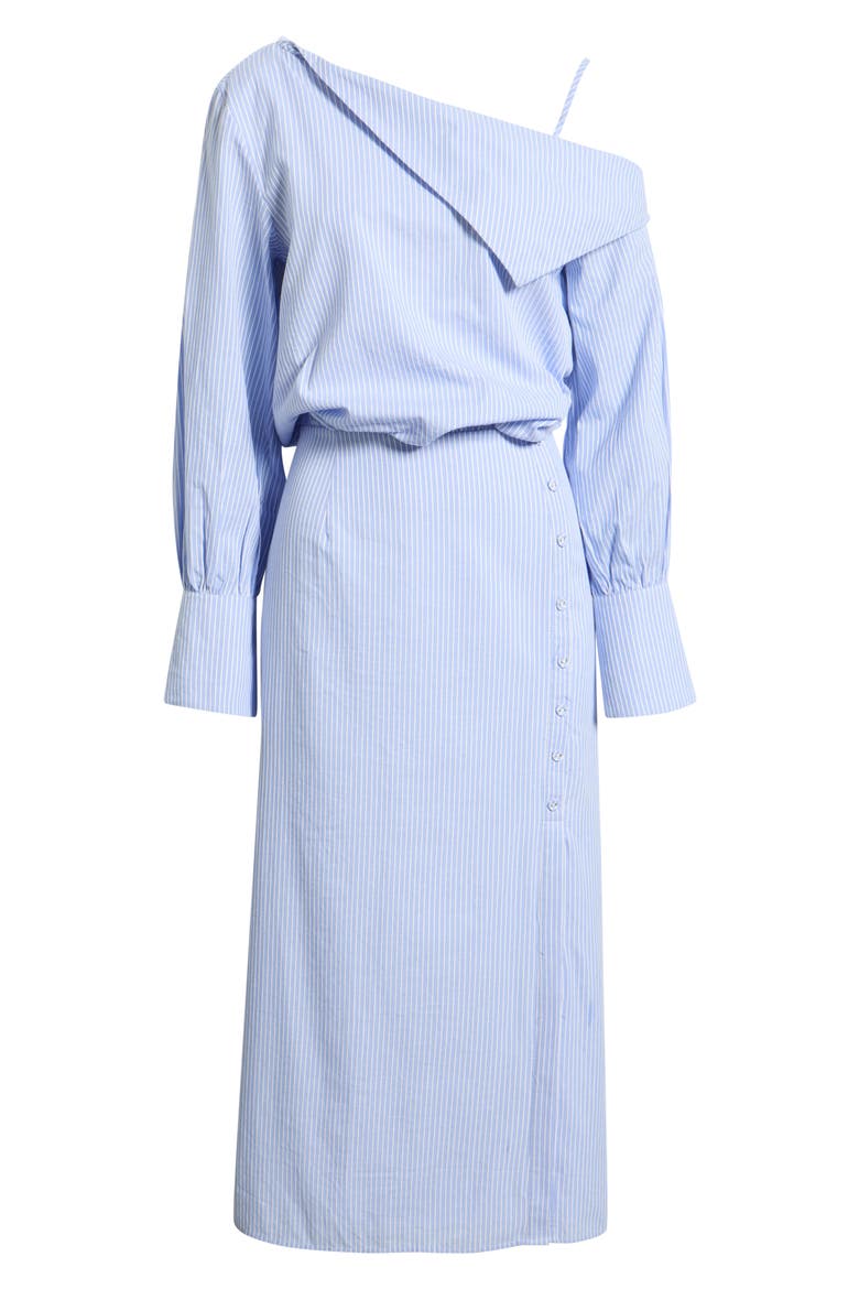 Broderick One Shoulder Midi Dress, Alternate, color, BLUE STRIPE
