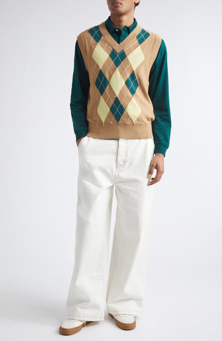 AMI PARIS Argyle Plaid Intarsia Knit Wool & Cotton Sweater Vest, Alternate, color,