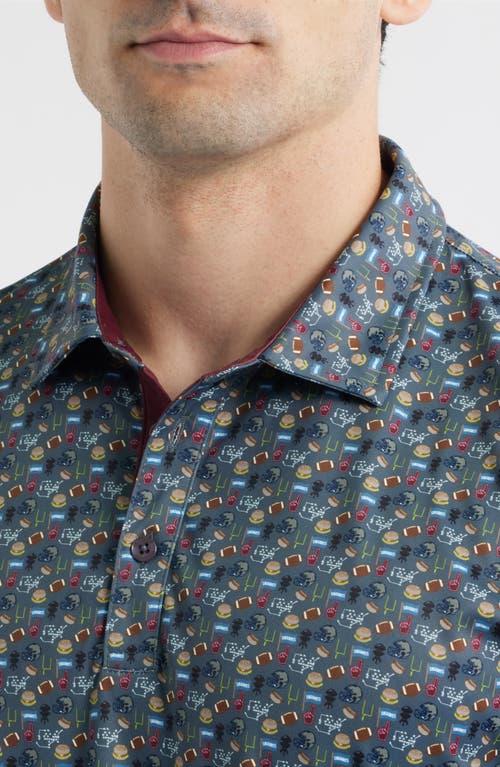 Swannies Joe Football Pattern Polo In Blue
