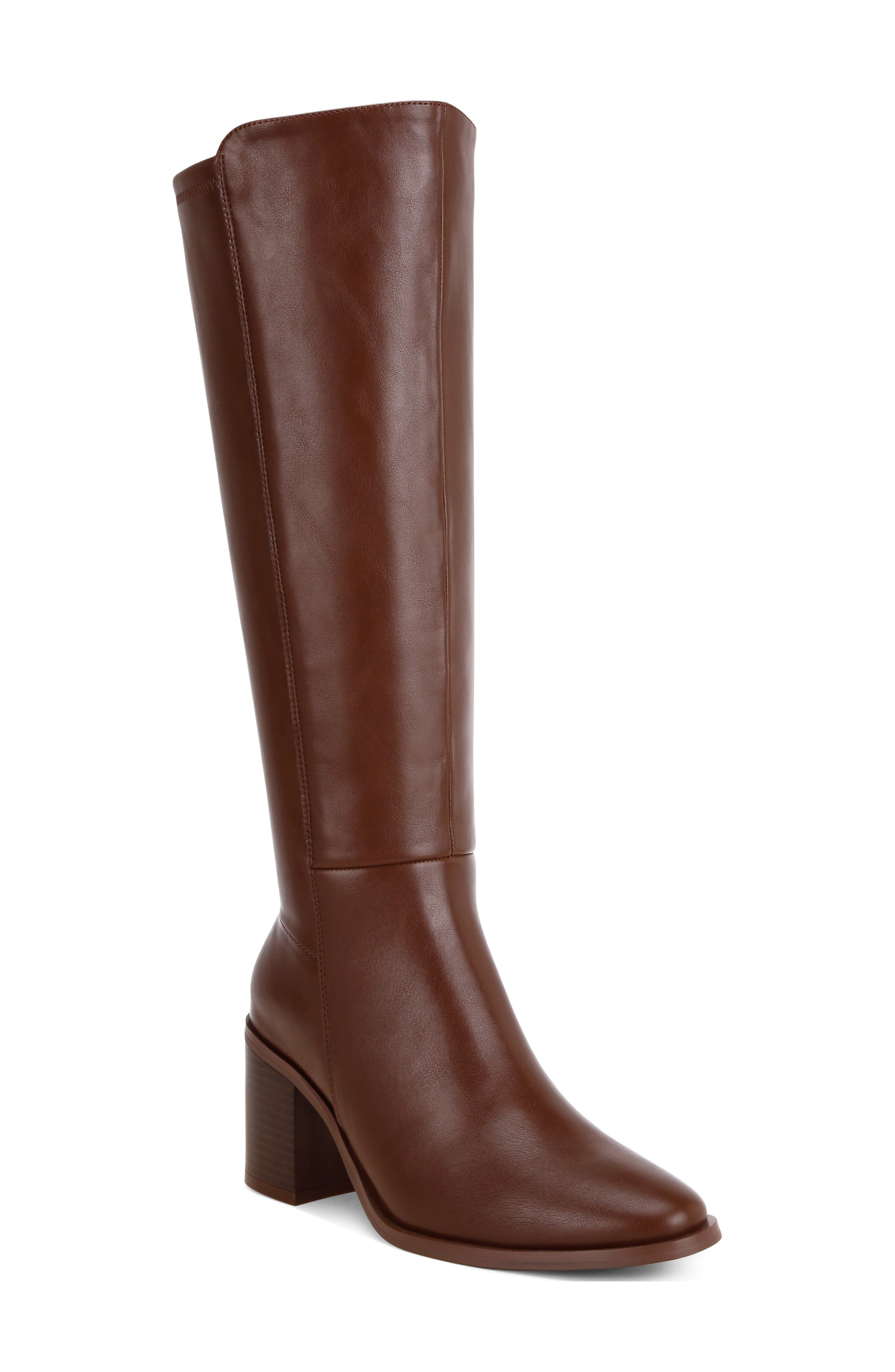 Sajama Leather Knee High Boot, Main, color, BROWN SMOOTH