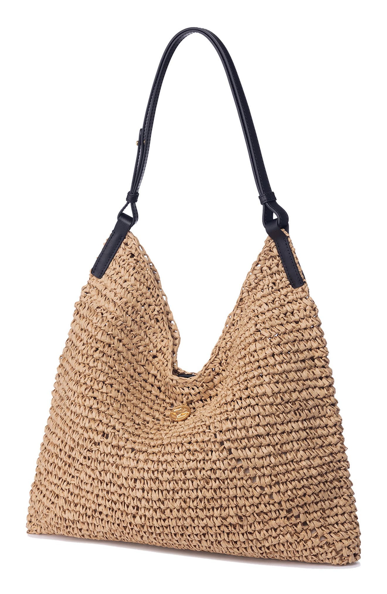 Raffia Triangle Shoulder Bag, Alternate, color, NATURAL