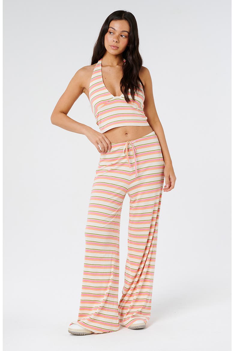 Topanga Canyon Rib Stripe Wide Leg Pants, Alternate, color, PEACH
