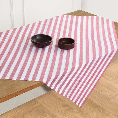 Linen Table Throw - Sorrento Stripe, 52" x 52", 52" x 52"