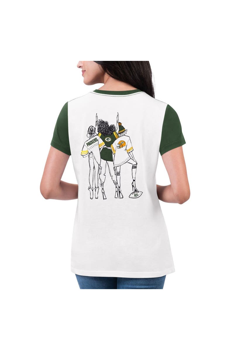 G-III 4HER BY CARL BANKS Women's G-III 4Her by Carl Banks White/Green Green Bay Packers Fashion Illustration T-Shirt, Alternate, color, White