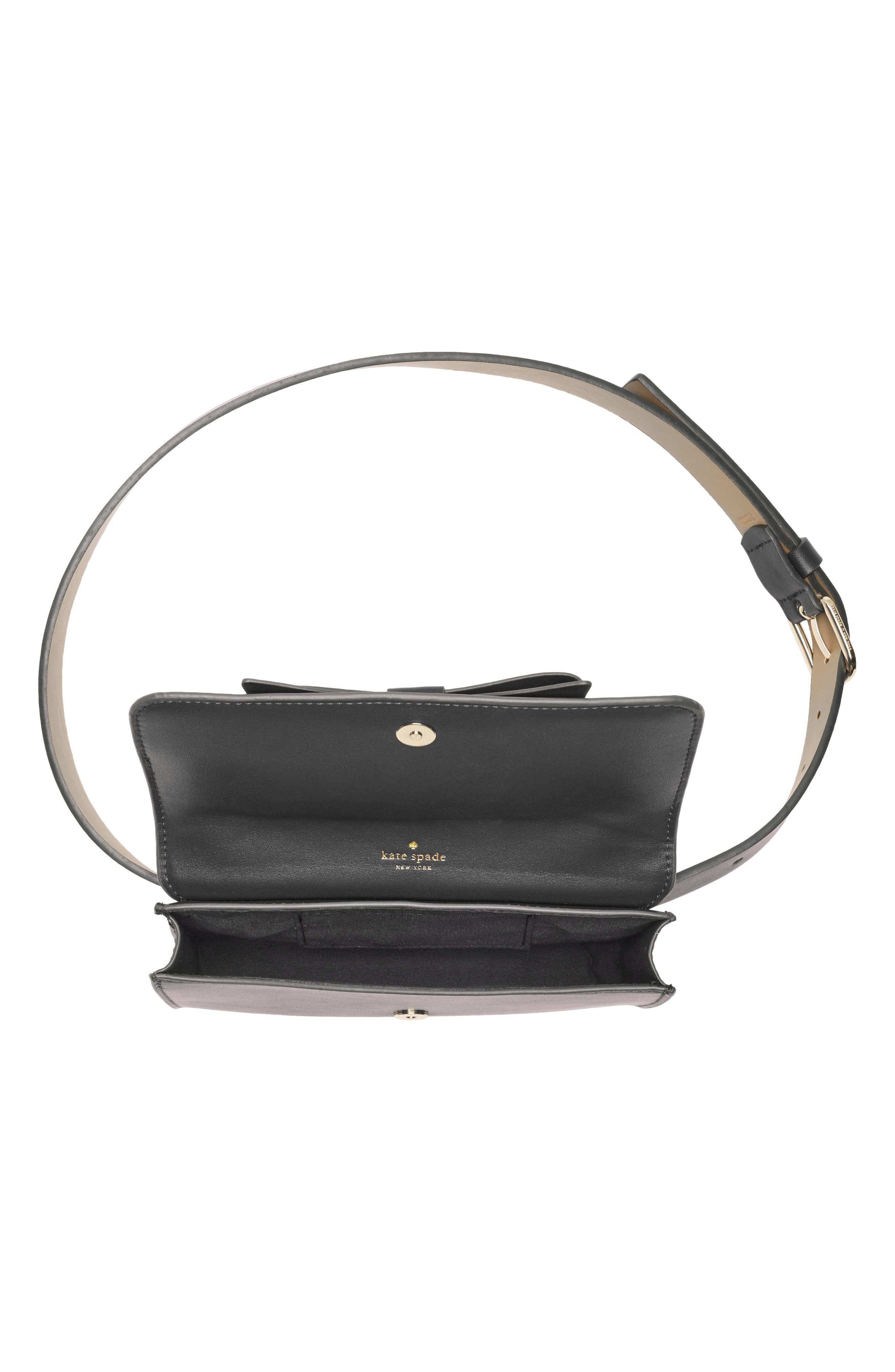 Kate Spade New York leather belt bag, Alternate, color, Black / Polished Gold