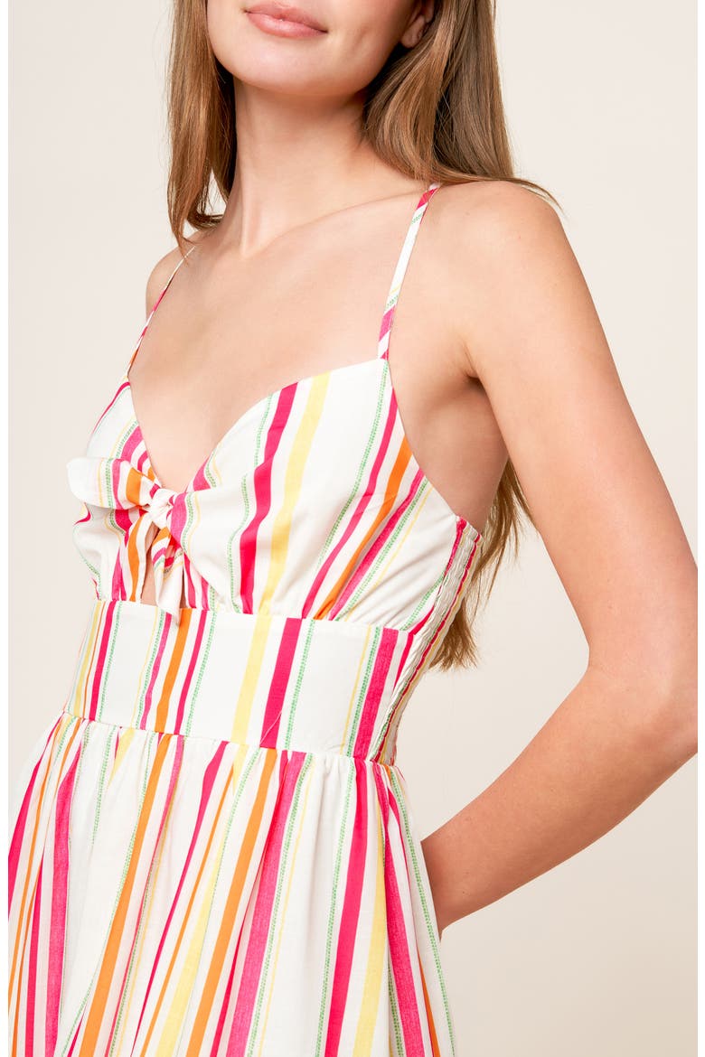 Stripe Tie Front Tiered Maxi Dress, Alternate, color, IVORY FUCHSIA