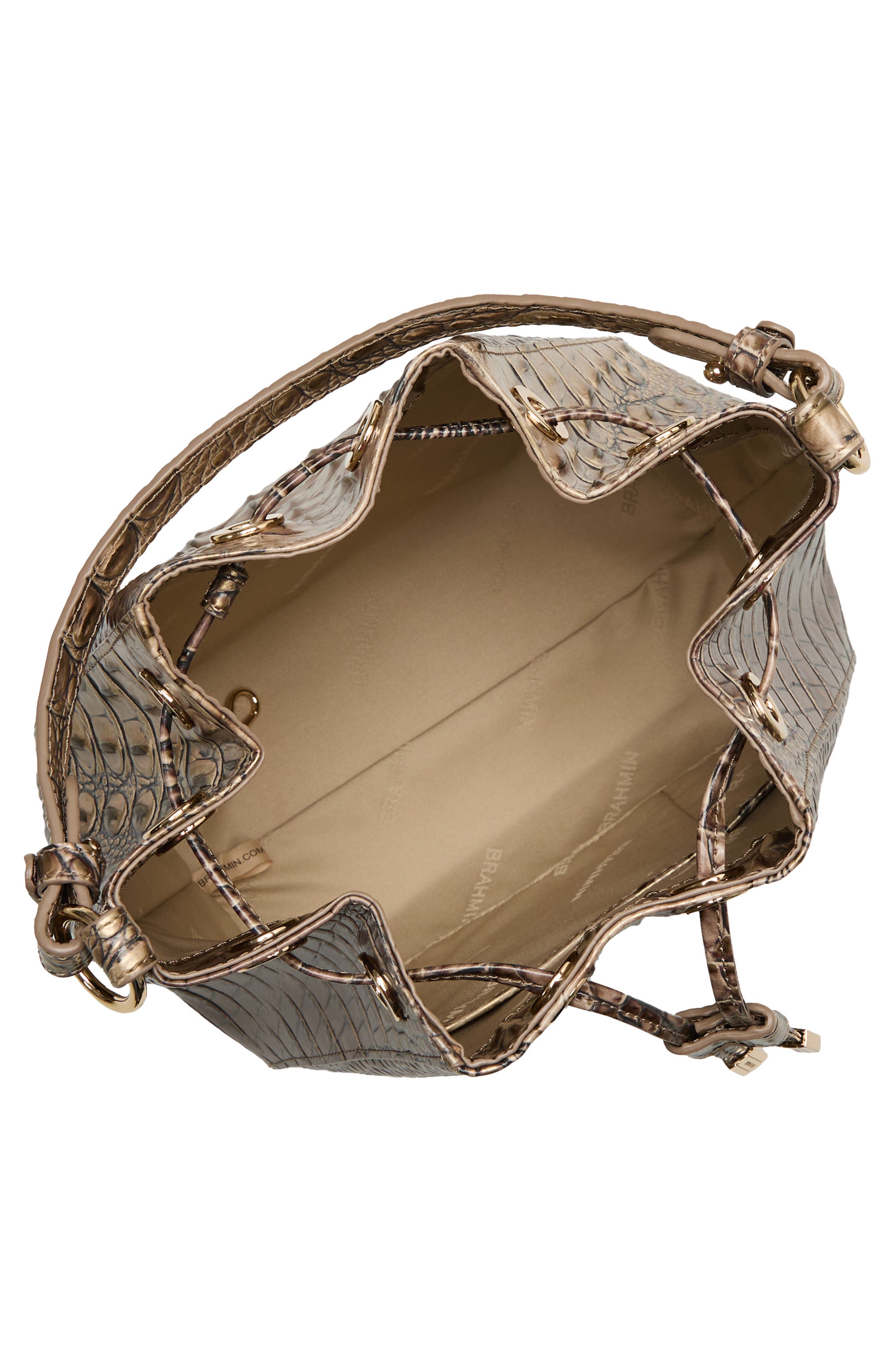 Brahmin Melinda Croc Embossed Leather Bucket Bag, Alternate, color, 