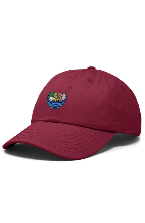 Dalix Noodles Embroidered Casual Cap In Maroon