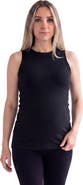 24seven Comfort Apparel Maternity Basic Ribbed Knit Round Neck Sleeveless Tank Top