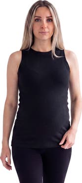 24seven Comfort Apparel Maternity Basic Ribbed Knit Round Neck Sleeveless Tank Top