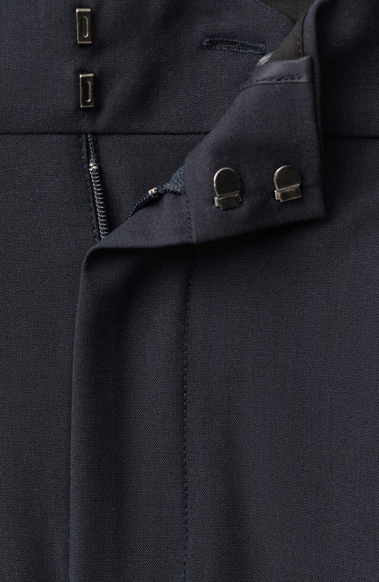 MANGO Pleated Wide Leg Pants, Alternate, color, Navy