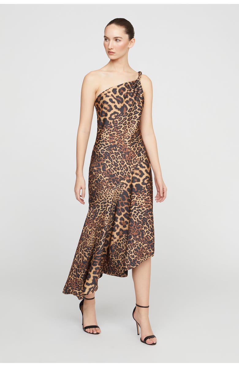 HALSTON Mavis Satin Midi, Alternate, color, Leopard