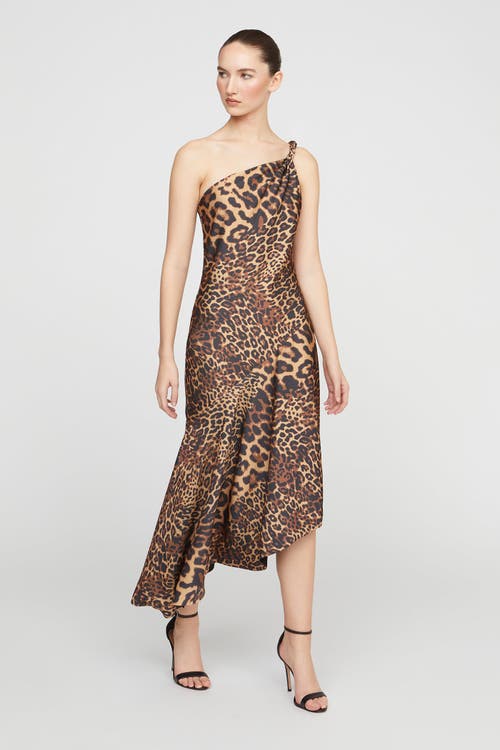 Halston Mavis Satin Midi In Brown